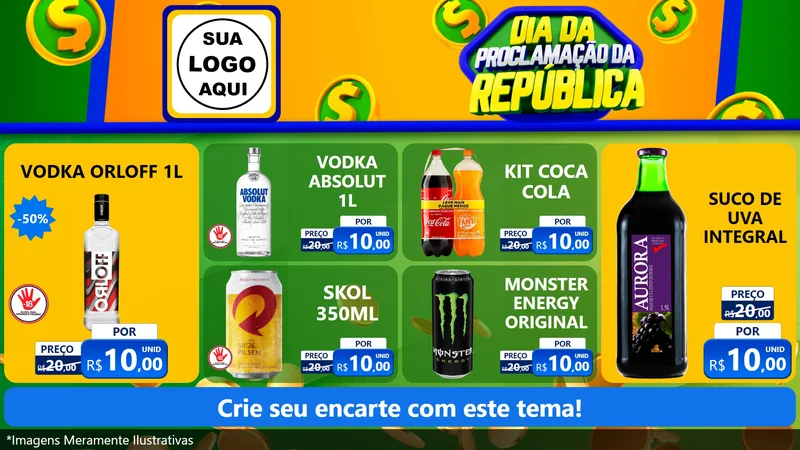 Modelo de TV para TV Horizontal com o tema Dia Da Proclamação da República para Distribuidora de bebidas
