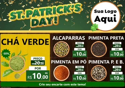 Modelo de Encarte para Encarte A4 Horizontal com o tema St Patriks Day para Produtos Naturais