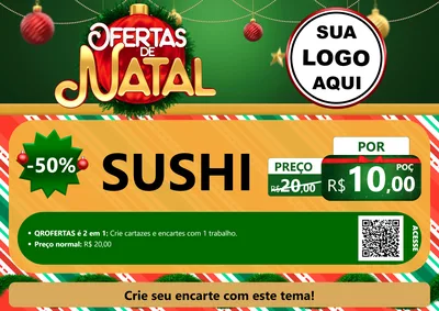 Modelo de Cartaz para Cartaz A4 Horizontal com o tema Ofertas de Natal para Comida japonesa