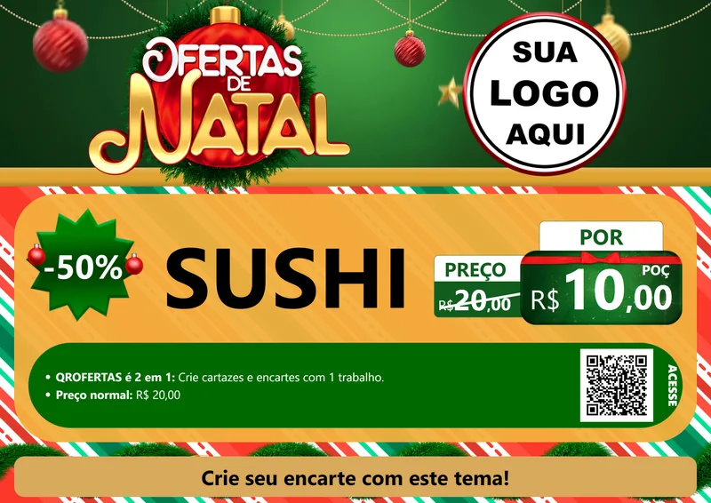 Modelo de Cartaz para Cartaz A4 Horizontal com o tema Ofertas de Natal para Comida japonesa