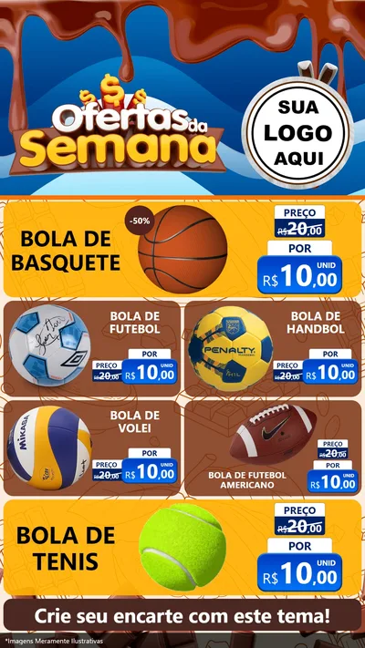 Modelo de TV para TV Vertical com o tema Ofertas da Semana - Páscoa para Artigos Esportivos