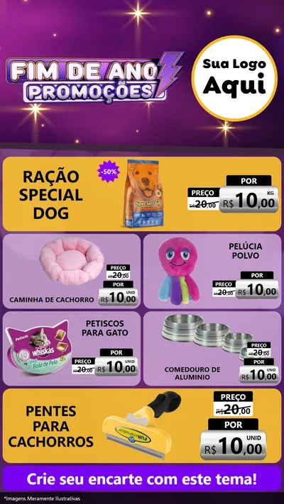 Modelo de TV para TV Vertical com o tema Fim de Ano Promoções para Pet Shop