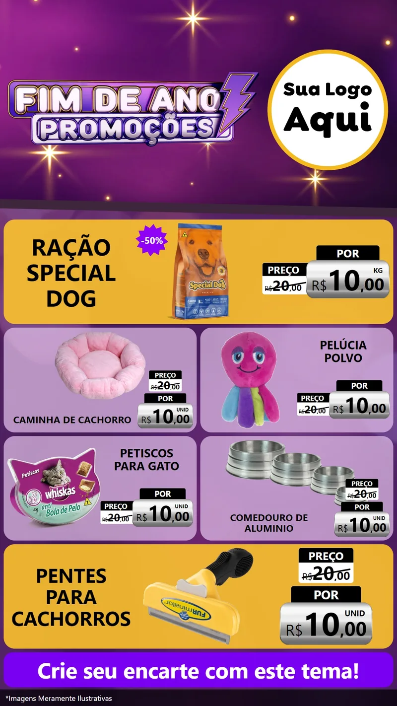 Modelo de TV para TV Vertical com o tema Fim de Ano Promoções para Pet Shop