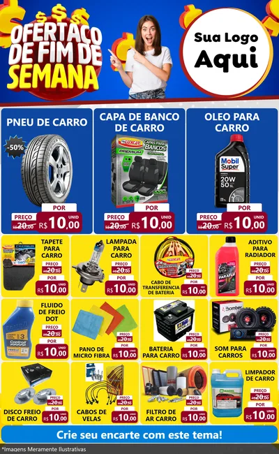 Modelo de Encarte para Encarte Grande com o tema Ofertaço de Fim de Semana para Auto peças