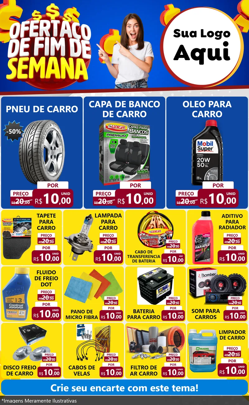 Modelo de Encarte para Encarte Grande com o tema Ofertaço de Fim de Semana para Auto peças