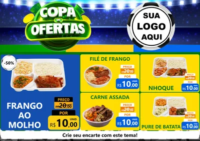 Modelo de Encarte para Encarte A4 Horizontal com o tema Copa de Ofertas para Restaurante