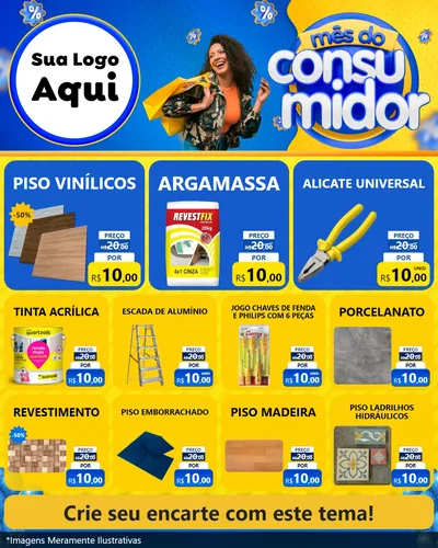Modelo de Rede Social para Feed Instagram com o tema Mês do Consumidor para Material para Construção