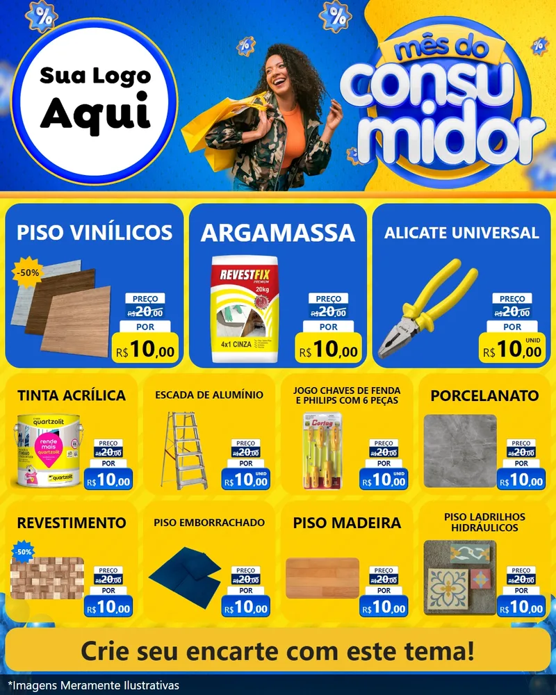 Modelo de Rede Social para Feed Instagram com o tema Mês do Consumidor para Material para Construção