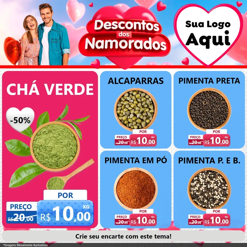 Modelo de Rede Social para Feed Facebook com o tema Descontos dos Namorados para Produtos Naturais