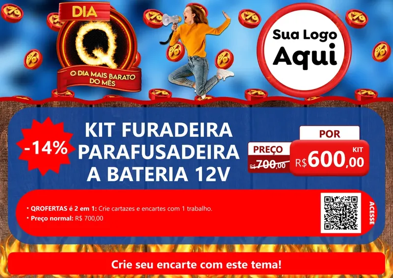 Modelo de Cartaz para Cartaz A4 Horizontal com o tema Dia Q - O Dia Mais Barato Do Mês para Maquinas e Ferramentas