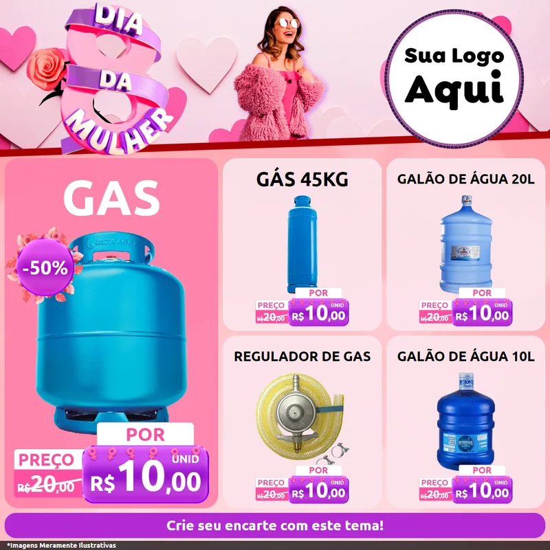 Modelo de Rede Social para Feed Facebook com o tema Dia da Mulher para Água e gás