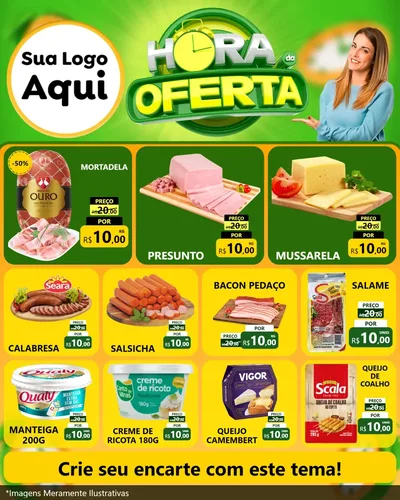 Modelo de Rede Social para Feed Instagram com o tema Hora da Oferta para Frios e Laticínios