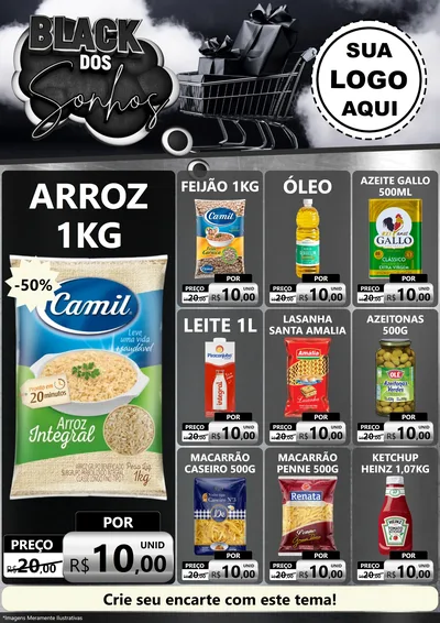Modelo de Encarte para Encarte A4 Vertical com o tema Black dos Sonhos para Supermercado