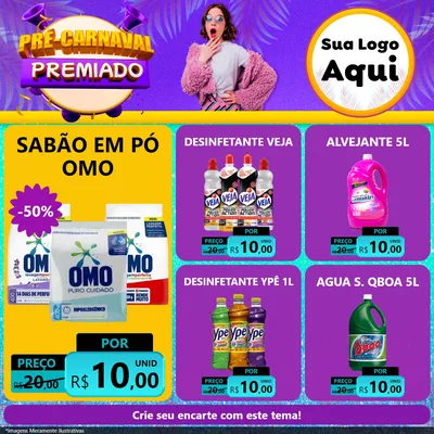 Modelo de Rede Social para Feed Facebook com o tema Pré-Carnaval Premiado para Produtos de Limpeza