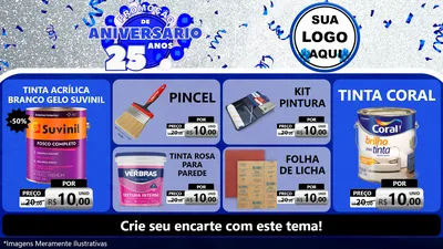 Modelo de TV para TV Horizontal com o tema Promoção de Aniversário - 25 Anos para Tintas e Ferramentas