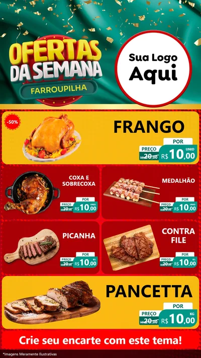 Modelo de TV para TV Vertical com o tema Ofertas da Semana Farroupilha para Assados