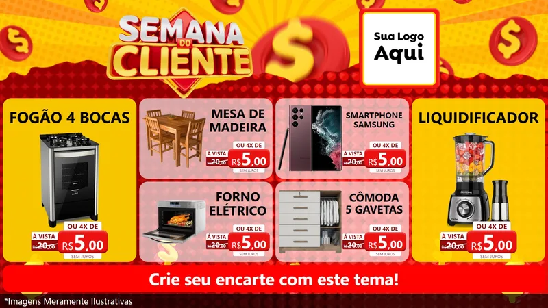 Modelo de TV para TV Horizontal com o tema Semana do Cliente para Móveis e Eletro