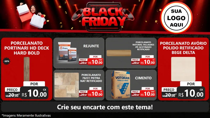 Modelo de TV para TV Horizontal com o tema Black Friday para Pisos e revestimentos