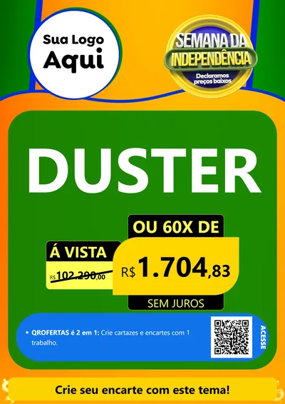 Modelo de Cartaz para Cartaz A4 Vertical com o tema Semana da Independência Declaramos Preços Baixos para Concessionaria de Carros