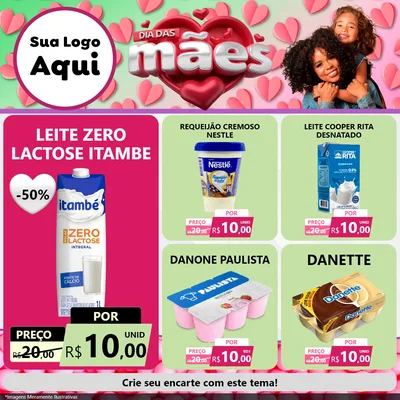 Modelo de Rede Social para Feed Facebook com o tema Dia das Mães para Frios e Laticínios