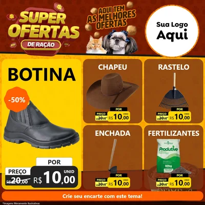 Modelo de Rede Social para Feed Facebook com o tema Super Oferta de Ração para Agropecuária