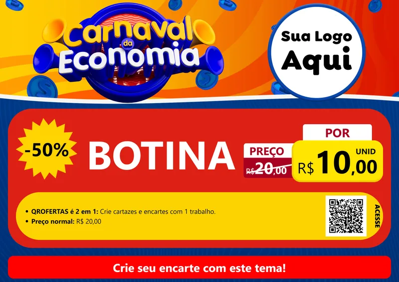 Modelo de Cartaz para Cartaz A4 Horizontal com o tema Carnaval da Economia para Agropecuária
