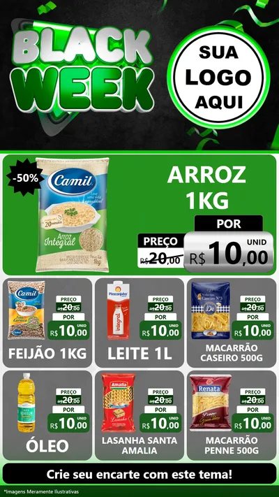 Modelo de Rede Social para Stories com o tema Black Week para Supermercado
