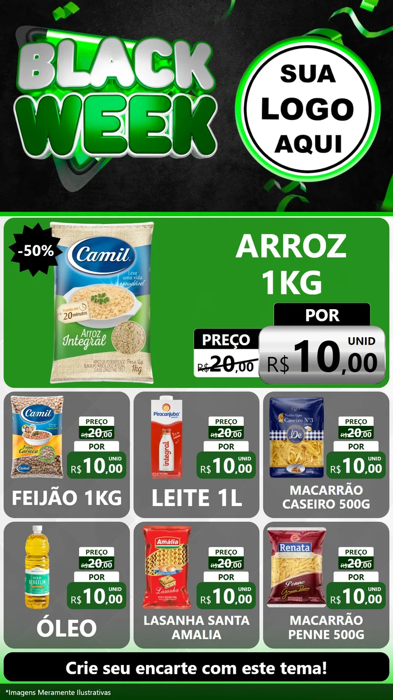 Modelo de Rede Social para Stories com o tema Black Week para Supermercado
