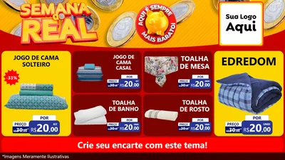 Modelo de TV para TV Horizontal com o tema Semana do Real para Cama, Mesa e Banho