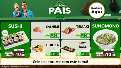 Modelo de TV para TV Horizontal com o tema Mês dos Pais para Comida japonesa