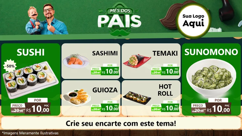 Modelo de TV para TV Horizontal com o tema Mês dos Pais para Comida japonesa