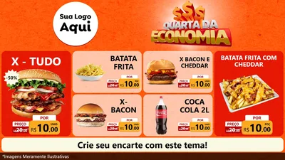Modelo de TV para TV Horizontal com o tema Quarta da Economia para Hamburgueria