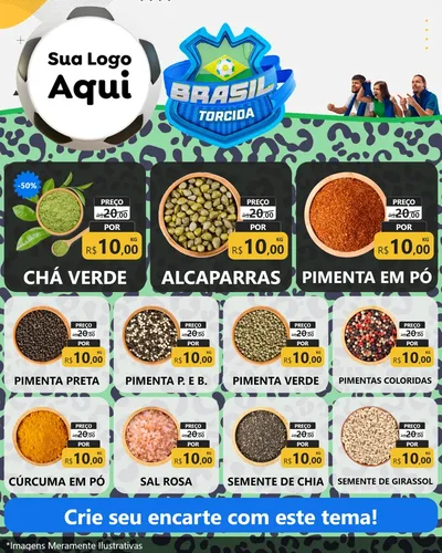 Modelo de Rede Social para Feed Instagram com o tema Brasil Torcida - Copa para Produtos Naturais