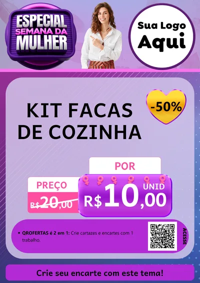 Modelo de Cartaz para Cartaz A4 Vertical com o tema Especial Semana da Mulher para Utilidades Domésticas