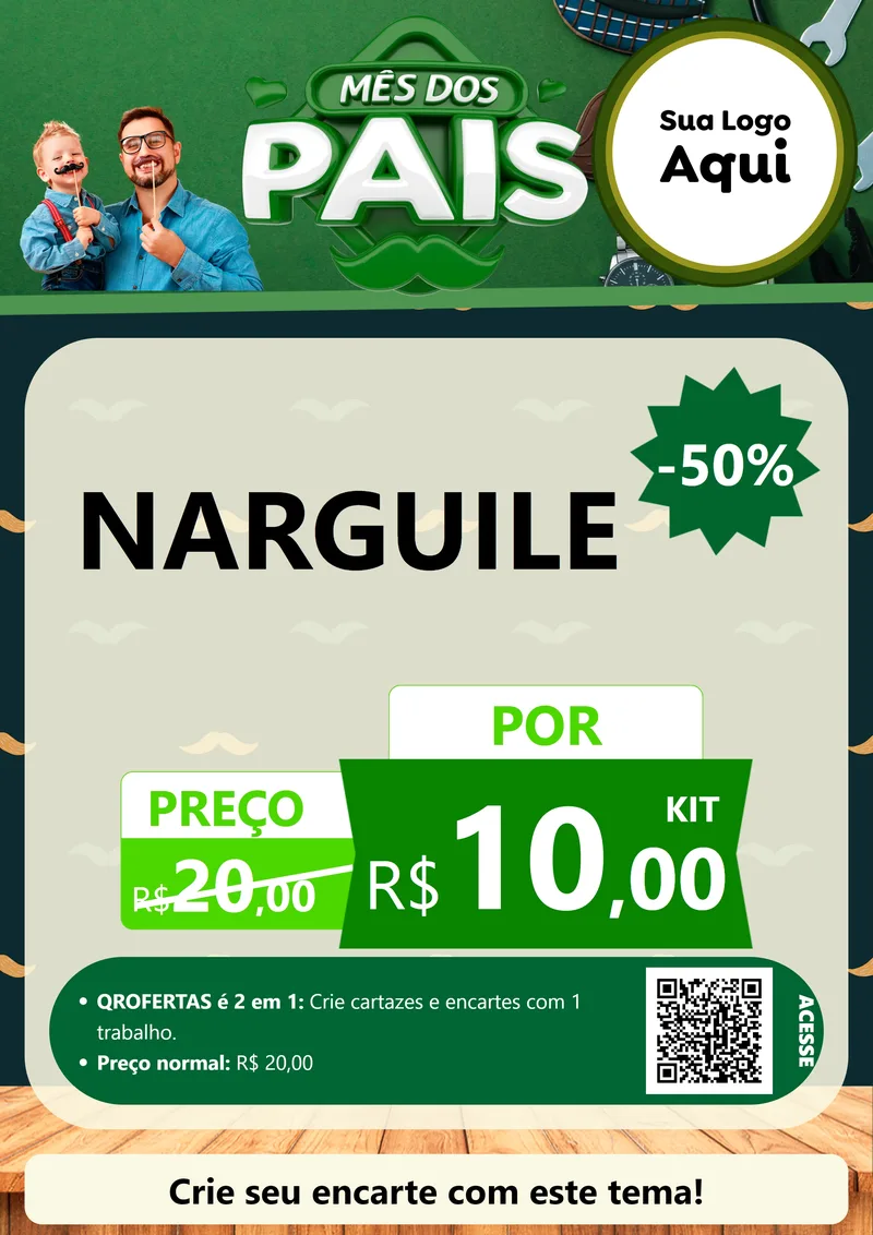 Modelo de Cartaz para Cartaz A4 Vertical com o tema Mês dos Pais para Tabacaria