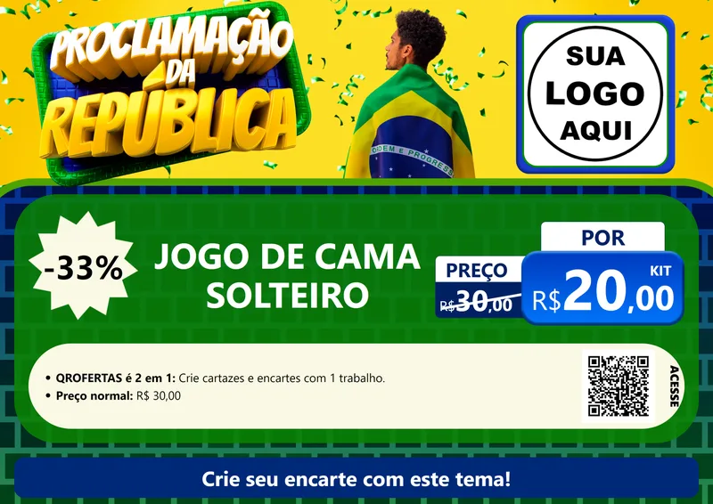 Modelo de Cartaz para Cartaz A4 Horizontal com o tema Proclamação da República para Cama, Mesa e Banho