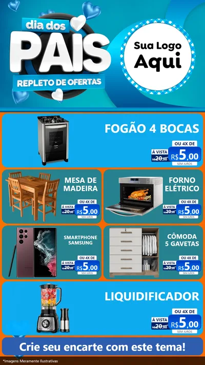 Modelo de TV para TV Vertical com o tema Dia Dos Pais Repleto de Ofertas para Móveis e Eletro
