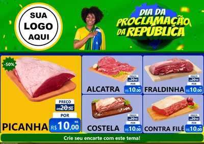 Modelo de Encarte para Encarte A4 Horizontal com o tema Dia Da Proclamação Da República para Açougue