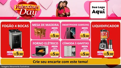 Modelo de TV para TV Horizontal com o tema Valentine's Day para Móveis e Eletro