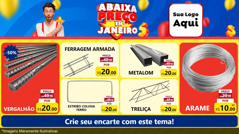 Modelo de TV para TV Horizontal com o tema Abaixa Preço em Janeiro para Ferragens