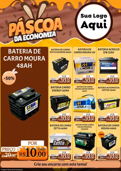 Modelo de Encarte para Encarte A4 Vertical com o tema Páscoa da Economia para Baterias Elétricas