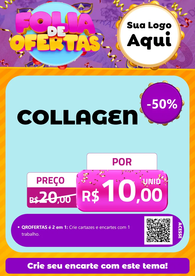 Modelo de Cartaz para Cartaz A4 Vertical com o tema Folia de Ofertas para Suplementos alimentares