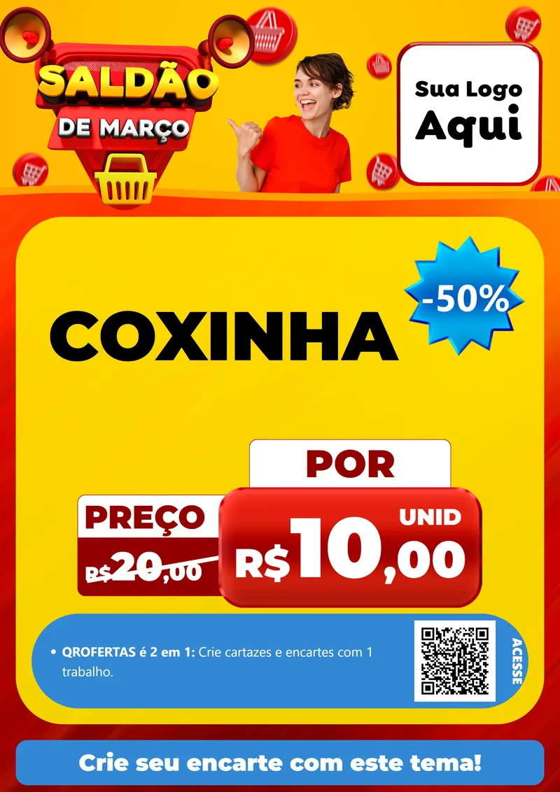 Modelo de Cartaz para Cartaz A4 Vertical com o tema Saldão de Março para Salgadaria