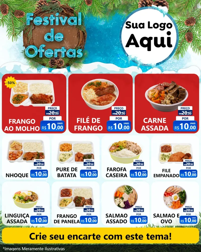 Modelo de Rede Social para Feed Instagram com o tema Festival de Ofertas - Inverno para Restaurante