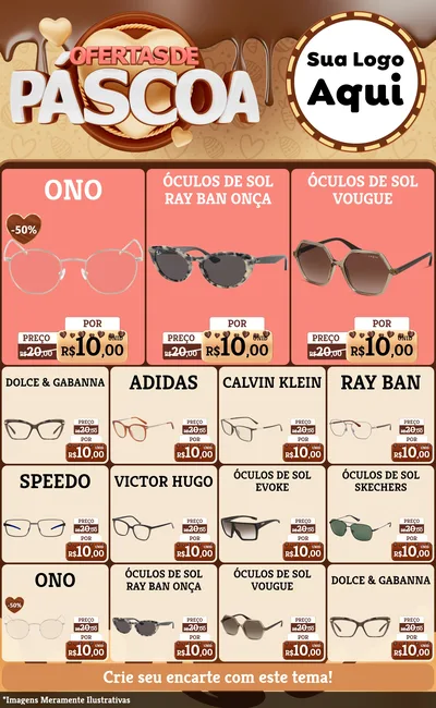 Modelo de Encarte para Encarte Grande com o tema Ofertas de Páscoa para Óticas