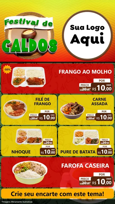 Modelo de TV para TV Vertical com o tema Festival de Caldos para Restaurante