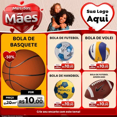 Modelo de Rede Social para Feed Facebook com o tema Mês das Mães para Artigos Esportivos
