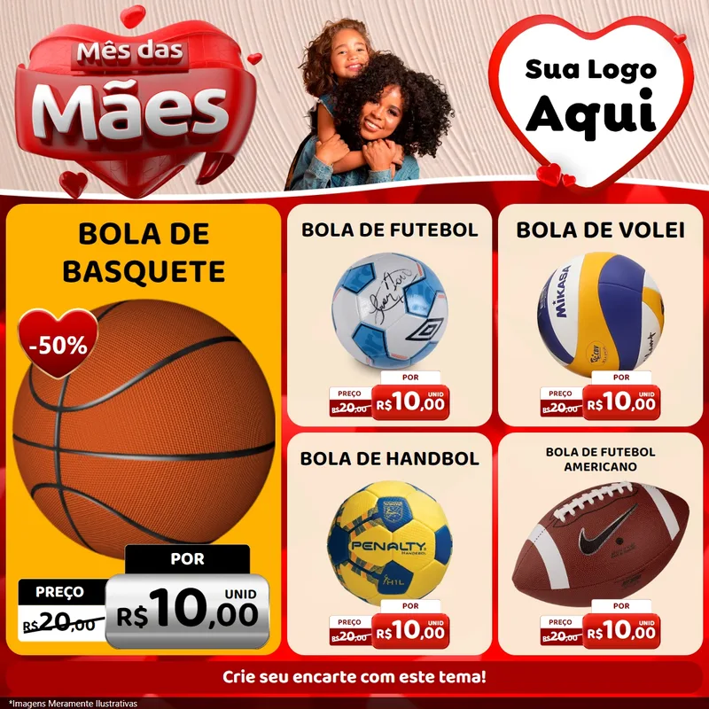 Modelo de Rede Social para Feed Facebook com o tema Mês das Mães para Artigos Esportivos