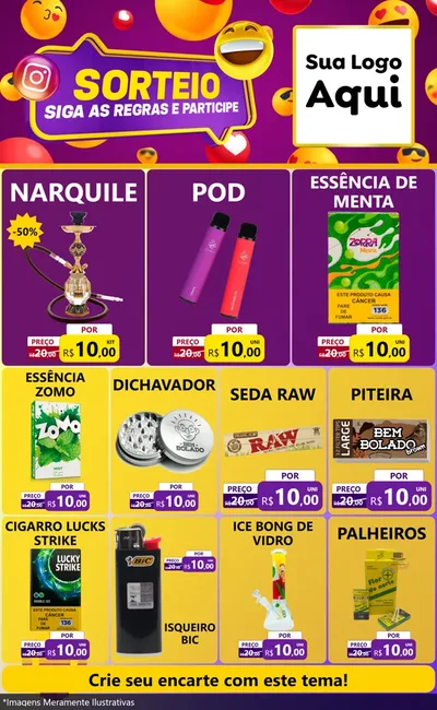 Modelo de Encarte para Encarte Grande com o tema Sorteio para Tabacaria