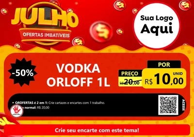 Modelo de Cartaz para Cartaz A4 Horizontal com o tema Julho Ofertas Imbatíveis para Distribuidora de bebidas